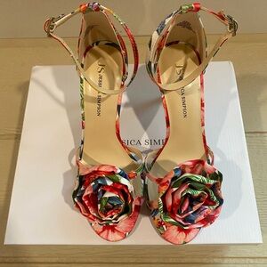 Jessica Simpson Multicolor Floral Rose Ankle-Strap Heels